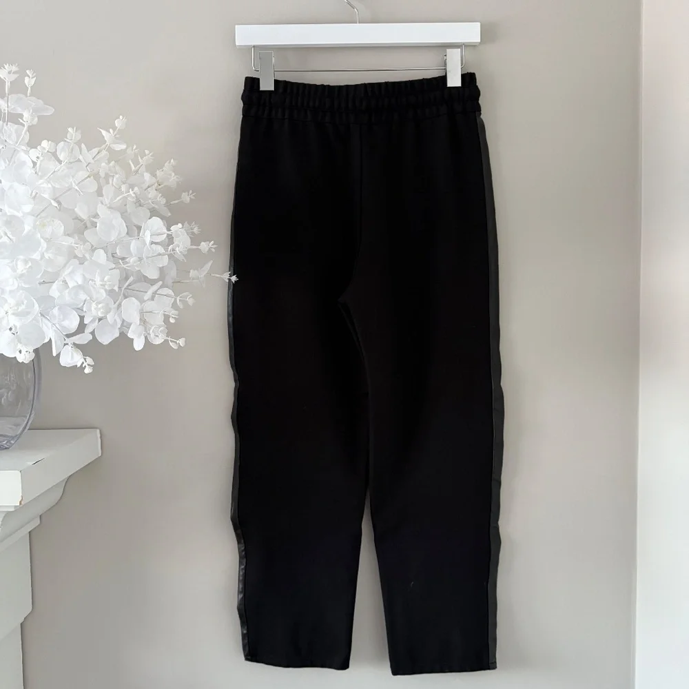 BCBGMaxAzria Faux Leather Trim Jogger Pants in Black, Sz XS - Picture 7 of 8